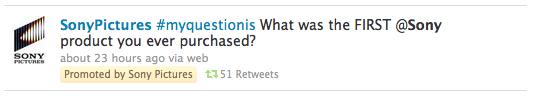 Promoted Tweet by Sony